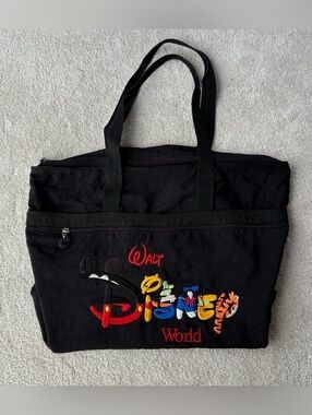 Disney Black Embroidered Walt Disney World Multi-Color Logo Tote